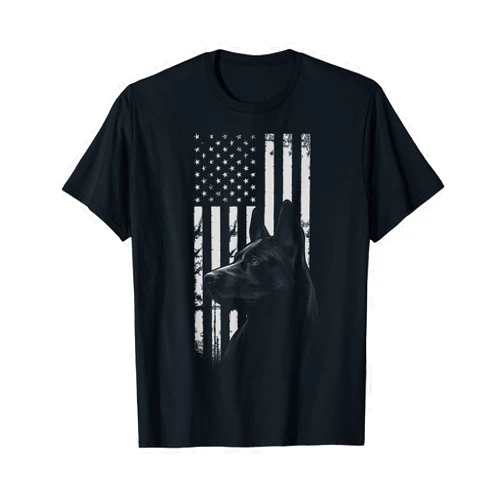 Deutscher Schäferhund USA amerikanische Flagge Black German Shepherd American Flag USA Flag T-Shirt