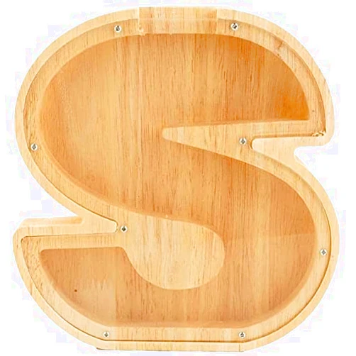 WeiDu77 Twenty-six English Alphabet A-Z Letter Piggy Bank,Large-Capacity Transparent Wooden Alphabet Piggy Bank，Personalized Coin Savings Box, Name DIY Creative Purchase Combination.