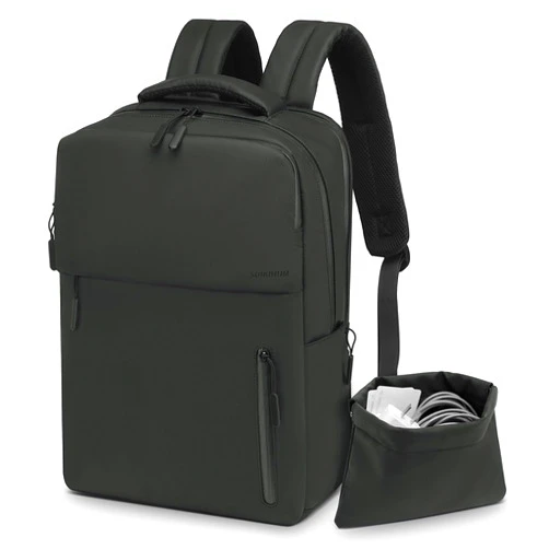 SUIKIHUM Lightweight Commute Backpack for Men & Women, Water-Resistant Travel Daypack with 15.6-Inch Laptop Compartment & Anti-Theft Pockets, Black