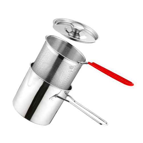 UPKOCH 1 Set Stainless Steel Fryer Mini Wok Deep Fryer for Home Outdoor Griddle Fish Fryer Pot Fry Baskets with Handle Mini Fry Food Basket Stainless Steel Frying Pot Nonstick Fryer Gas