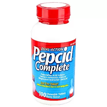 Pepcid Complete Dual Action Acid Reducer and Antacid Berry Flavored Chewable Tablets 100 Count Bottle by Pepcid Complete