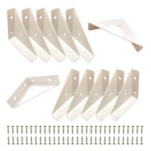CMLY Corner Brace Brackets, 12Pcs-66 x 66mm White Corner Braces for Wood, Universal Furniture Corner Connector, Triangle Shelf Bracket, Corner Desk Connector for Bed, Table, Cabinet