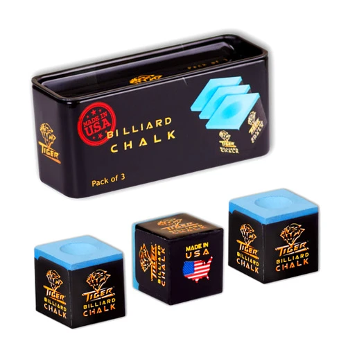TigerProducts Tiger Pool cue Billiard Chalk - Blue - Pack of 3