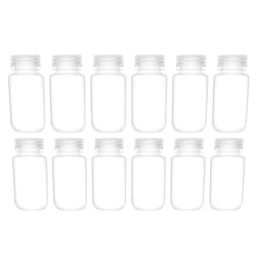 EISCO 12PK Reagent Bottles, 125ml - Wide Mouth with Screw Cap - Polypropylene - Translucent Labs