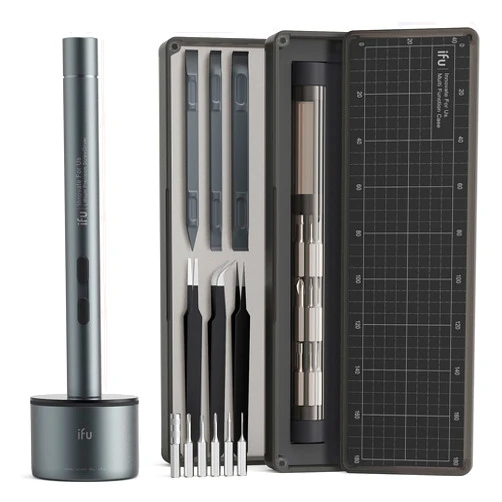 iFu Mini Electric Screwdriver, Precision Screwdriver Set, 42-in-1 Electric Screwdriver Cordless, Magnetic Storage, 5/32''Hex, Electric Screwdriver for Electronics Phone Camera Laptop Watch - Grey