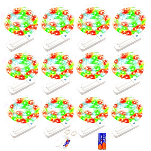 YJFWAL 12 Pack 10ft 30LED Starry String Lights with 8 Modes Timer function Waterproof Fairy Lights Battery Operated(AAA Batteries Included) for DIY, Wedding, Party, Patio, Christmas Decor (Multicolor)