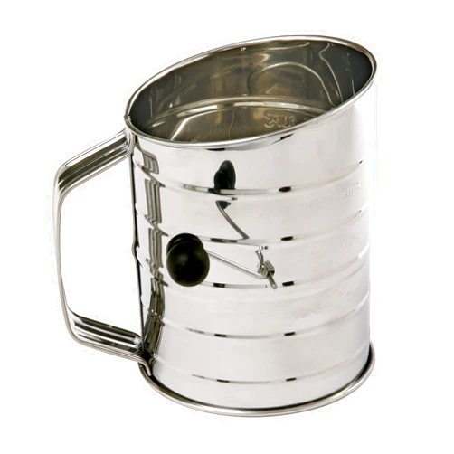 Norpro 3-Cup Stainless Steel Rotary Hand Crank Flour Sifter With 2 Wire Agitator