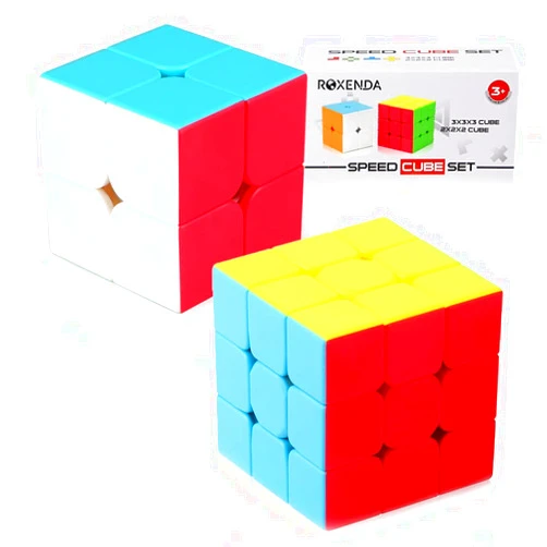 Roxenda Speed Cube Set, Speed Cube Bundle of 2x2x2 and 3x3x3 Cube Smoothly Magic Cube Collection for Kids Teens & Adults [2 Pack] (Stickerless)