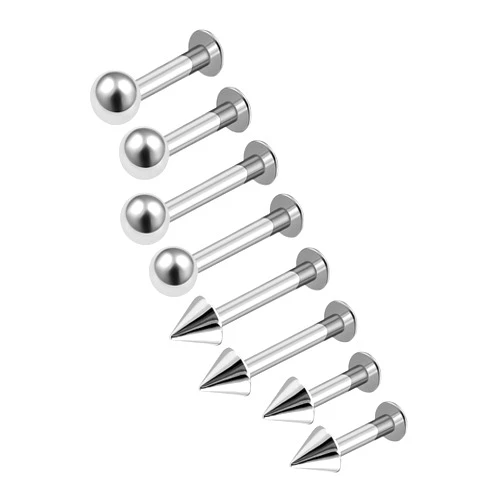 MATIGA 8Pcs Steel Anodized 14g 6mm 8mm Labret Earrings Piercing Jewelry Vertical Cartilage Medusa Monroe 4mm Ball Cone More Choices