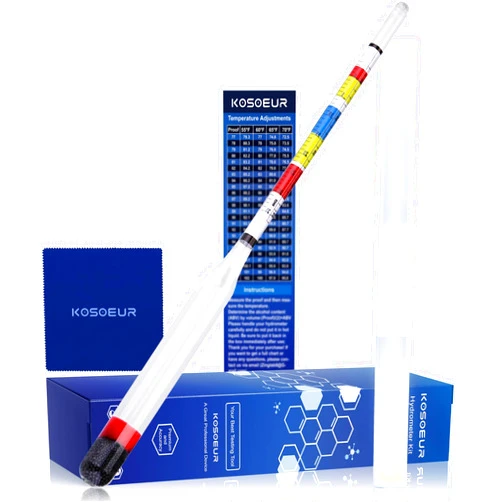 KOSOEUR Triple Scale Hydrometer, Alcohol Hydrometer for Wine, Mead, Kombucha & Beer, Mead Making Kit, (ABV Tester, Brix, Specific Gravity Hydrometer), Hydrometer Alcohol Kit for Wine Brewing Supplies