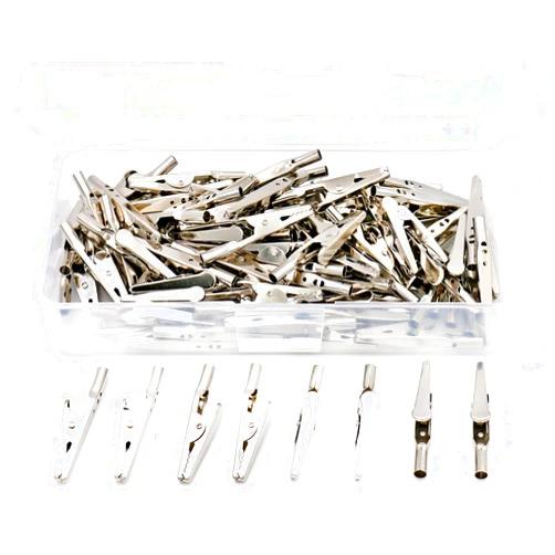 iexcell 50 Pcs 2 Inches / 51 mm Steel Alligator Clips Crocodile Clamps,Silver Tone Nickel Plated, Come in a Plastic Case