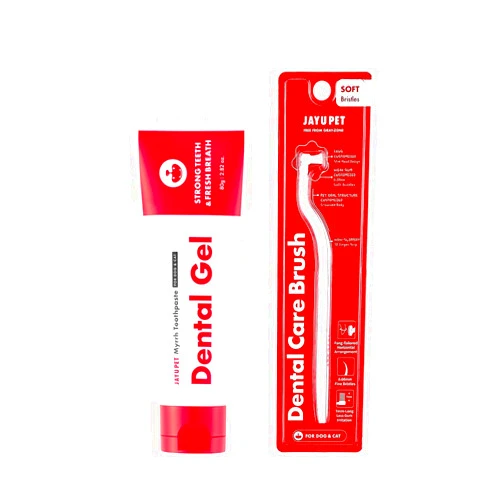 JAYU PET Tooth Brushing Kit - Dental Gel 1EA + Dental Care Brush 1EA | Dog Cat Tooth Brush Kit, Pet Toothpaste and Toothbrush Set, Dental Oral Care Kit, Dog Cat Toothpaste and Brush