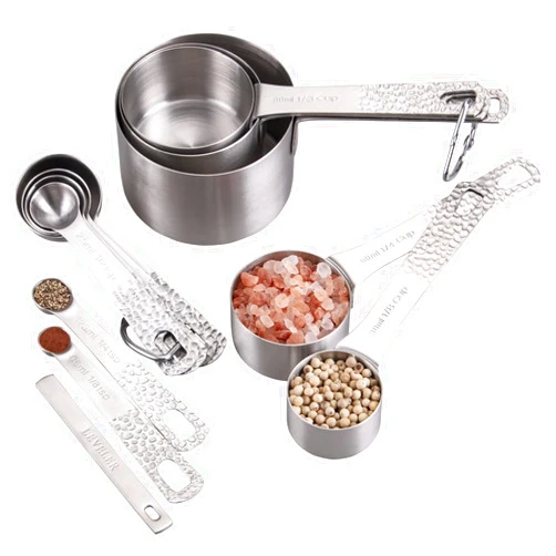 Nstezrne Measuring Cups and Spoons Set, Stainless Steel Measuring Cups and Spoons Set, Metal Measuring Cups with 1/8 Measuring Cup Set, Dry Measuring Cups Set, Kitchen Food Measuring Cups and Spoons