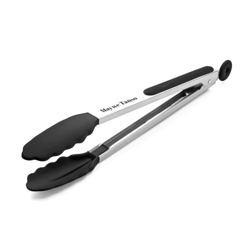 Maywe Tanso 600℉ Heat Resistant Kitchen Tongs for Cooking with Silicone Tips,Maywe Tanso 12-Inch Stainless Steel Locking Cooking Tongs Food Tongs for BBQ,Cooking,Salad and Serving Food,Heavy Duty,Non-Stick,Black