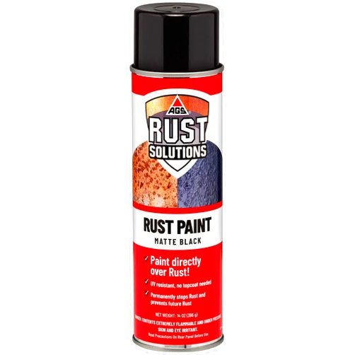AGS RUST SOLUTIONS Rust Spray Paint, 14oz, Durable Matte Black Finish, Safe for All Surfaces, Eradicate Rust and Ensure Long-Lasting Protection Against Weather and Wear