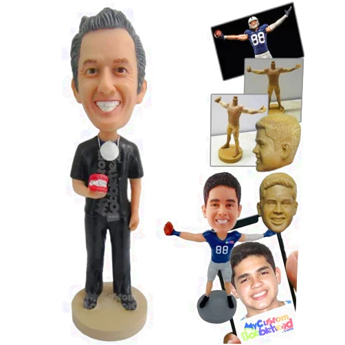MyCustomBobblehead.com Custom Bobblehead Male Dentist Showing False Teeth - Careers & Professionals Dentists Personalized B