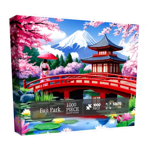 BBOLDIN Japan Garden Landscape Puzzle for Adults 1000 Pieces, Flower Floral Mountain Jigsaw Puzzle, Beautiful Cherry Blossom Lotus Asian Japanese Puzzle