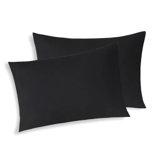 WhatsBedding Queen Jersey Knit Pillowcases Set of 2, 100% Cotton Bed Pillow Cases Queen Size with Zipper, Soft and Breathable, 20×30 inches Black