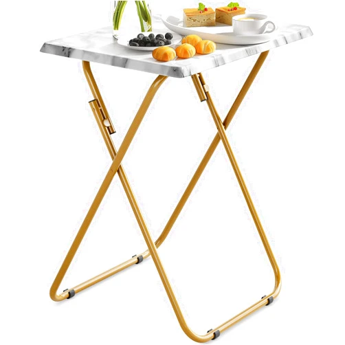 HUANUO Folding TV Tray Table -Stable Tray Table with No Assembly Required, TV Dinner Tray for Eating, Foldable Snack Tables for Bed & Sofa (Marbling)