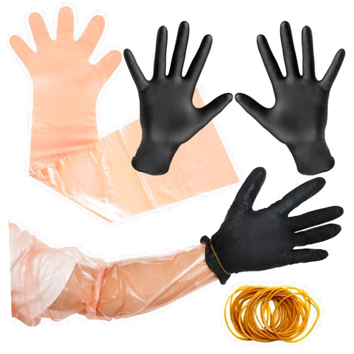 Nirvany 50 Pairs Field Dressing Gloves Deer Hunting Gutting Gloves with Long and Short Dressing Gut Mittens Combo Pack