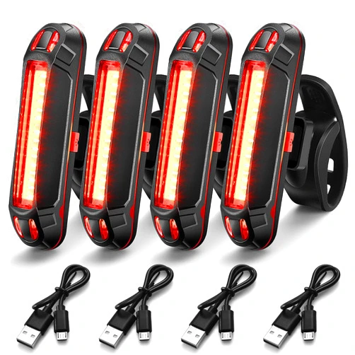 Mudder 4 Pcs Bike Light USB Rechargeable Bike Tail Light Bicycle Headlight Tail Light Set Ultra Bright Bicycle LED Safety Light Waterproof Cycling Taillight 7 Modes for Road Mountain Night Riding