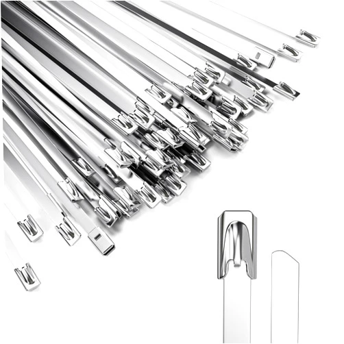 LEENUE Metal Zip Ties, 100 Pcs 11.8 Inch Silver, Heavy Duty 304 Stainless Steel Self-Locking Cable Ties, for Cables, Pipes, Automotive Parts, Exhaust Wraps, Outdoor Fence and More