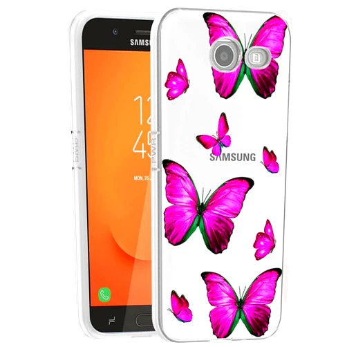 Yerebel Case for Galaxy J7 2017/J7 Prime/J7 Sky Pro/J7 Halo/J7 V/J7 Perx/Galaxy Halo Cute Case, Clear Flexible Bumper TPU Rubber Silicone Cover Phone Case for Samsung Galaxy J7 2017 (Rose Butterfly)