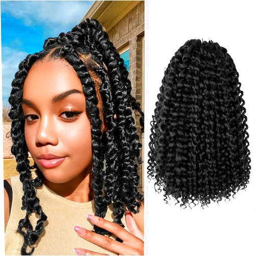 SERENDIPA 12 Inch Water Wave Crochet Hair, 6 Packs Synthetic Hair for Passion Twist, Butterfly Locs & Kai Twist, Bohemian Pre-stretched Braids (1B Natural Black)