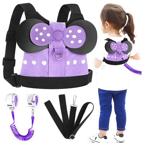 Accmor Toddler Harness Leashes + Anti Lost Wrist Link, Cute Child Safty Harness Kids Leash, Adorable Child Anti Lost Leash Baby Walking Harness Wristband Assistant Belt Strap for Girls, Christmas Gift