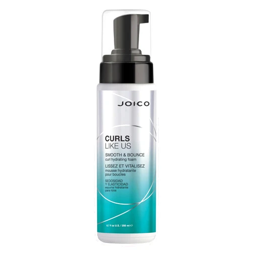 Joico Curls Like Us Smooth & Bounce Curl Hydrating Foam | For Curly Hair | Reduce Frizz | Enhance Curl Patterns | 72-Hour Humidity Protection | With Moringa Seed & Algae Oil | 6.7 Fl Oz