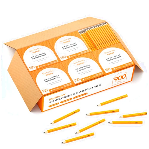 Shuttle Art 900 Pack #2 HB Golf Pencils, Wood-cased 3.5” Mini Pencils Bulk, Pre-sharpened Small Pencils for Kids Teachers Writing Marking Sketching, Classroom Essentials, Back to School Supplies