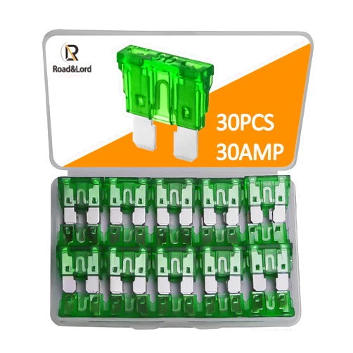 RoadandLord 30Pcs 30A Standard Blade Fuses Kit - Standard Automotive Car Fuse Blade Fuse Assortment, Fuses Automotive, 30A Standard Boat fuse, Auto Truck ATC/ATO/APR/ATS Fuse Kit for Car/RV/Truck/Motor
