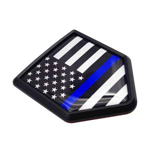 Overdecor Thin Blue Line American Flag Decal Stickers Emblem USA Police Car Decorations Shield Honoring Law Enforcement Officers Sticker Decals for Cars Truck Vehicles, 2 Pack