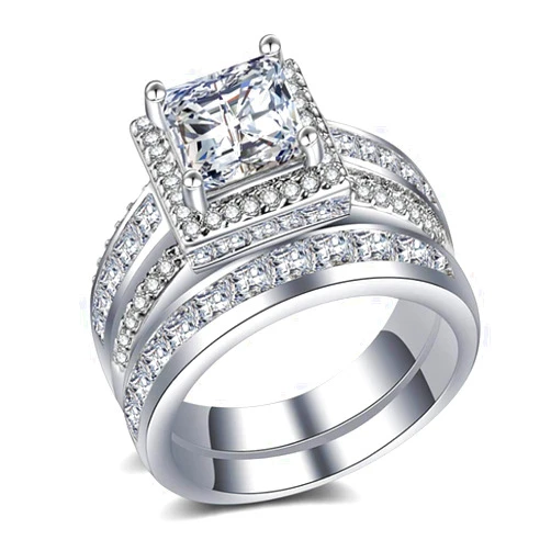 aiyuyu Wedding Rings Engagement Rings for Women Anniversary Promise Ring Bridal Sets 925 Silver Infinity White Cubic Zirconia CZ Ring Size 6-10 (6#)