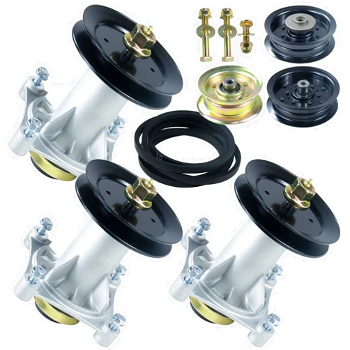 BOSFLAG 3 Pack 587819701 Spindle Assembly with 173435, 196104, 196106, 177968 Pulley 593773401 Belt Replaces Husqvarna 532187292, 532187281, 532192872, 587253301, 587125401, 187292, 187281, 192870