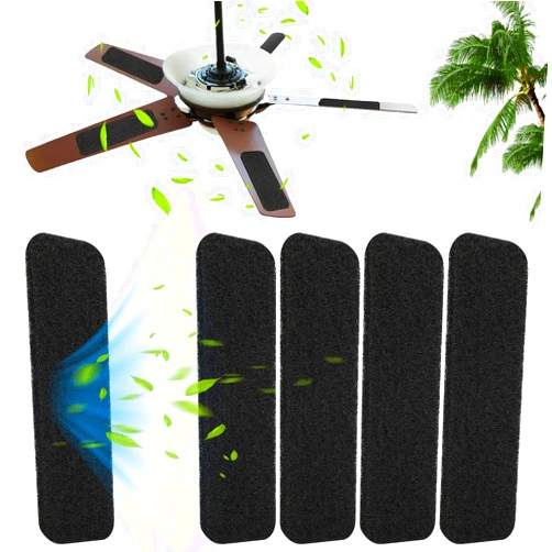 Xxiong Ceiling Fan Blade Filters, Activated Coconut Shell Carbon Filters, Fan Blade Air Purifier Pads,for Common Household Contaminants, Sticks on Ceiling Fan Blade Top, Invisible & Aesthetic（5-Count）