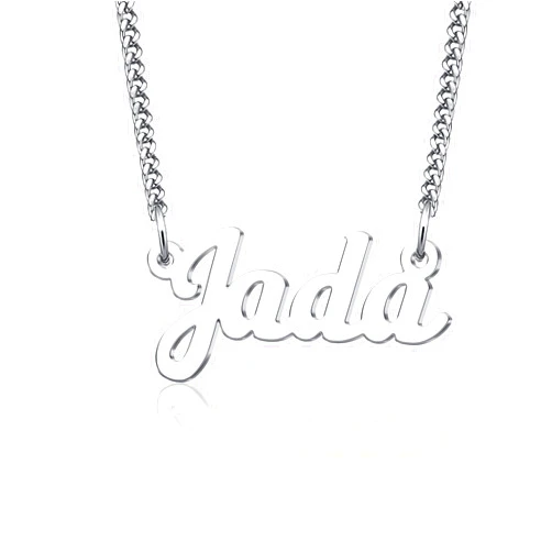 LuxglitterLin Name Necklace Personalized Script Letter Necklace Stainless Steel Cuban Link Chain Christmas Gift Jewelry for Jada