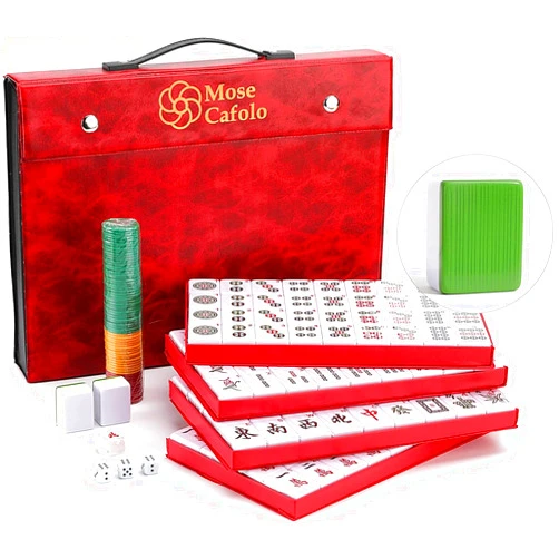 Mose Cafolo Professional Chinese Mahjong Game Set 146 Numbered Large Size Tiles with Carrying Travel Case, Complete Mahjong Tiles Set (Majiang, Mah-Jongg, Ma Jong)
