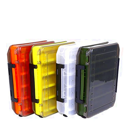 LESOVI Fishing Lure Box Double Sided Tackle Storage Trays Fishing Tackle Storage 14 Compartment Waterproof Visible Plastic Box Fishing Tackle Container