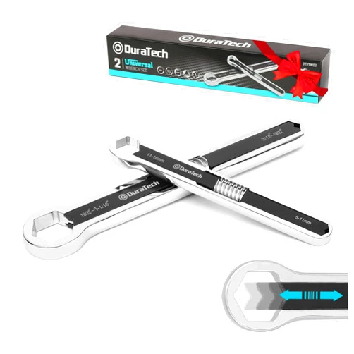 DURATECH Universal Wrench Set, Adjustable Wrench Set, SAE & Metric, 8-inch&10-inch, 44 sizes in 2 Piece, Drop Forged, ANSI standard