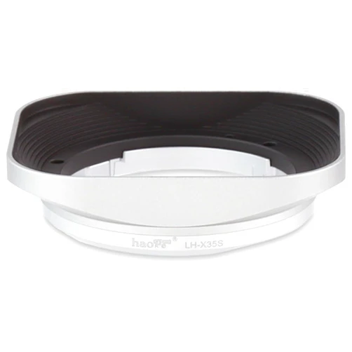 Haoge LH-X35S Bayonet Square Metal Lens Hood for Fujifilm Fuji Fujinon XF 35mm F2 R WR XF35mmF2, XF 23mm f2 R WR XF23mmF2 and XC 35mm F2 XC35mmF2 Lens Replace LH-XF35-2 Silver