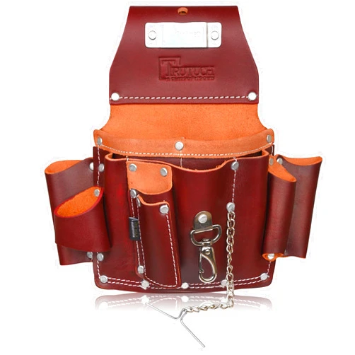 TRUTUCH Maroon Grain Leather Electrician's Tool Pouch | Carpenter Electric Tool Pouch/Belt | Electrician Pouch for Men | Contractor's Tool Pouch | Electrician Tool Bag