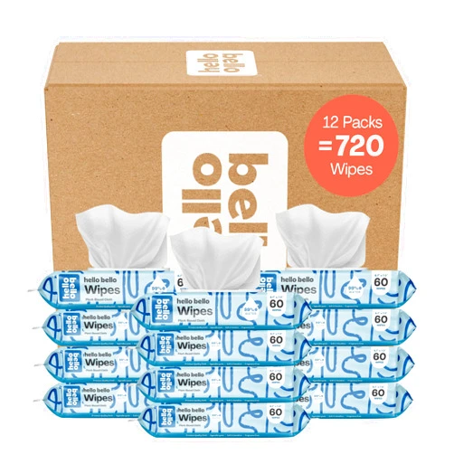 Hello Bello Extra Gentle Unscented Baby Wipes, Plant Based, Made with 99% Water and Aloe for Babies and Kids, 720 Count