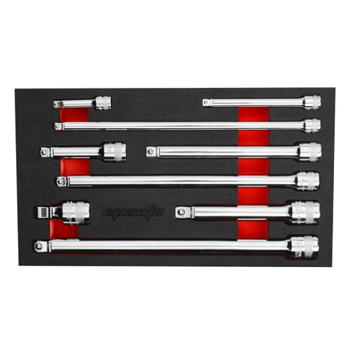 EPAuto 9-Piece Wobble Extension Set 1/4'', 3/8'', 1/2'' Drives Cr-V Steel