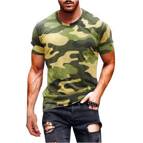 GOKKILRW Men's T Shirts Casual Camo Printed Lightweight Quick Dry Plus Size Crewneck Short Sleeve Military Hunting Tees