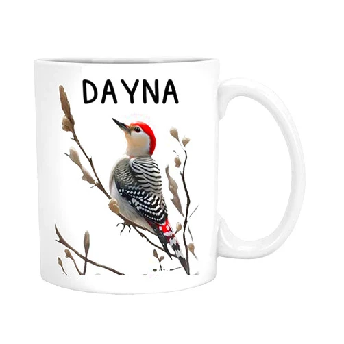 Fanette Esthers Woodpecker Name Dayna 11oz White Mug Funny Red-bellied Woodpecker Gift for Him & Her Cute Bird Watching Lover Mugs Woodpecker Coffee Cup Bird Fan Gifts 113639
