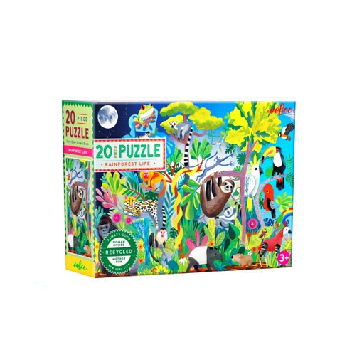 eeBoo: Rainforest Life 20 Piece Jigsaw Puzzle, Aids in Development of Pattern, Shape, and Color Recognition, Offers Children a Challenge, Perfect for Ages 5 and up