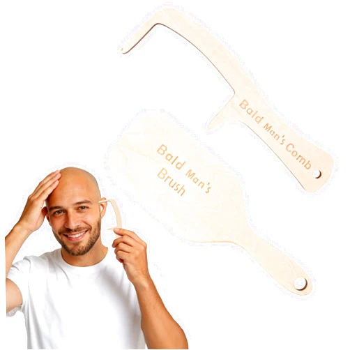 Asofelk 2Pack Bald Man Comb, Wooden Bald Man's Comb-Wooden Hairless Combing Brush and Toothless Comb Set, Funny Bald Man's Brush Gag Gift for Friends With Thinning Hair, Friends, Colleagues, or Family Members