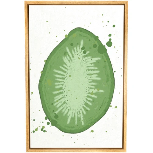 MUDECOR Framed Canvas Print Wall Art Vibrant Green Kiwi with Paint Drops Fruit Dessert Illustrations Modern Art Chic Portrait Colorful Multicolor for Living Room, Bedroom, Office - 16