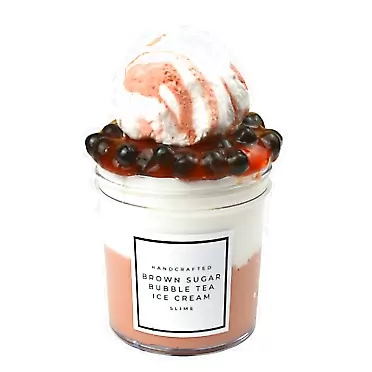 Hippocampe Slimes Brown Sugar Bubble Tea Ice Cream Slime (SCENTED) | Handmade Slime | Hippocampe Slimes (4OZ)